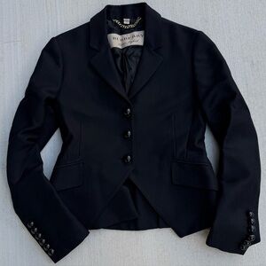Burberry Black Wool Womens Suit Jacket
Blazer Size 4 Equestrian Office